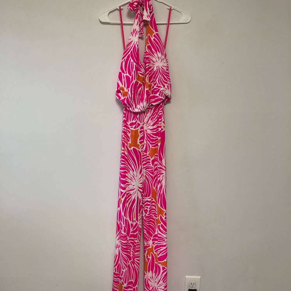 Tori Richard Pink and Orange Floral Baily Jumpsuit